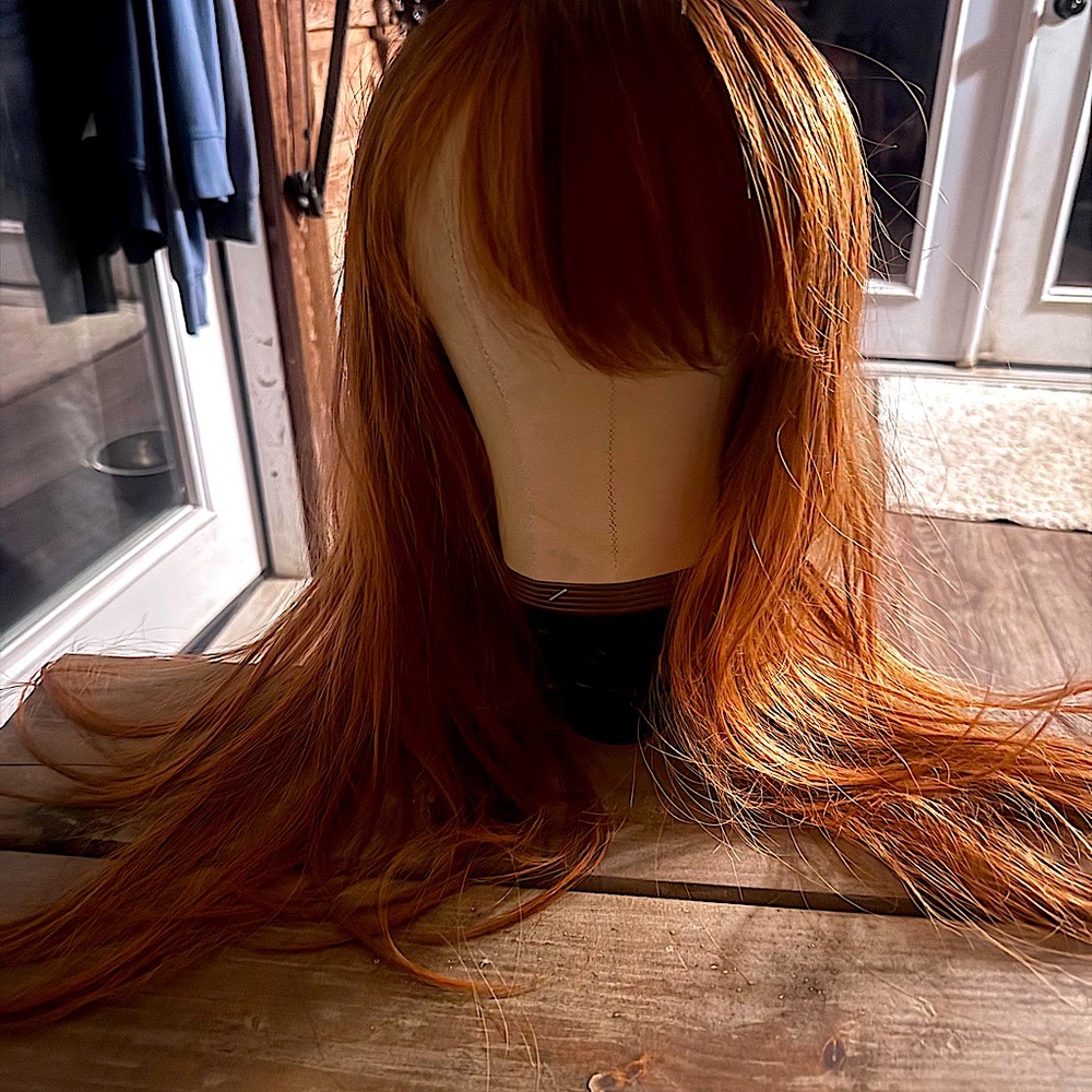 Auburn 24" wig With thick curtain bangs